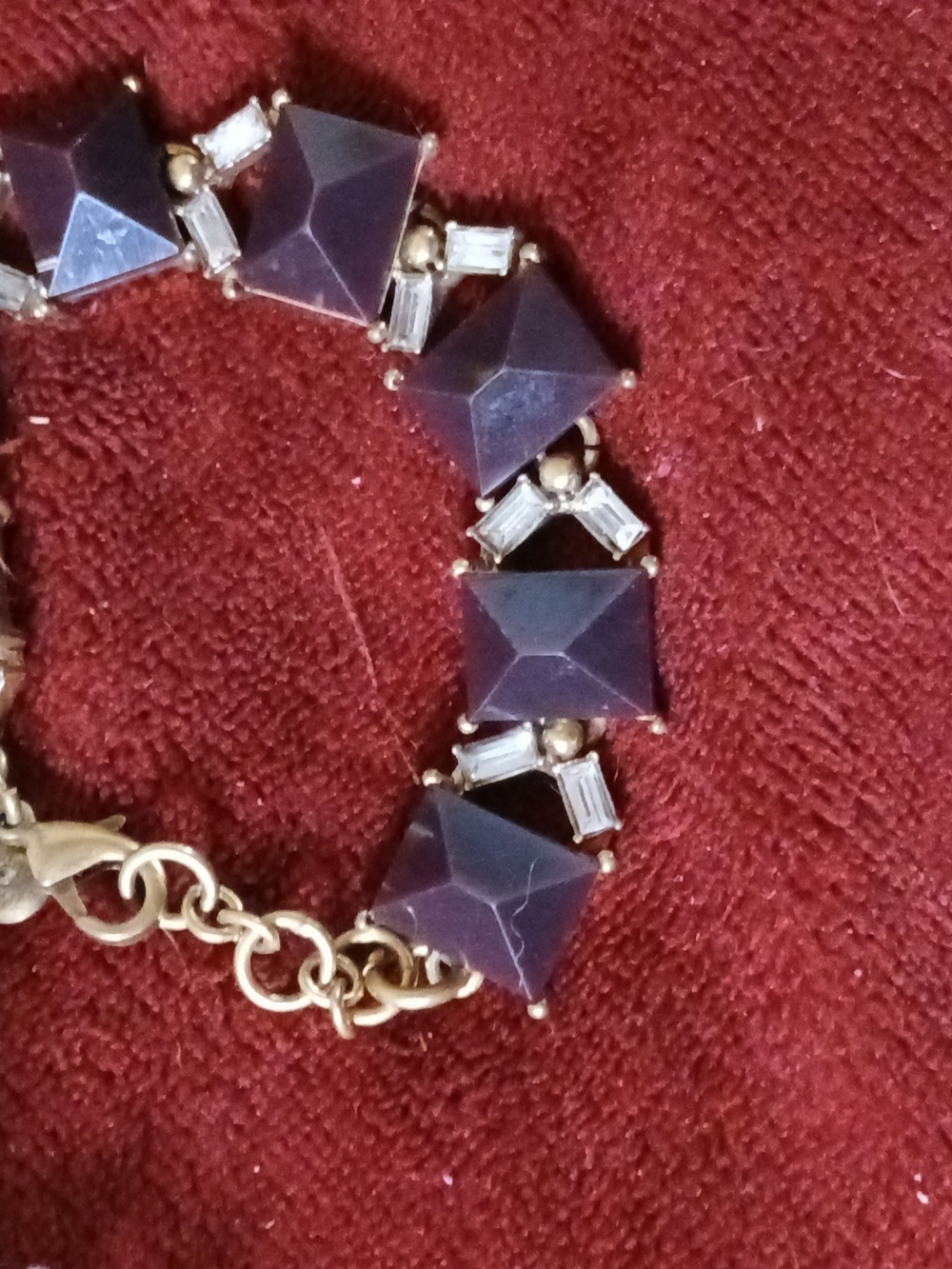 J. Crew Purple Pyramid Stone Bracelet with Gold Accents